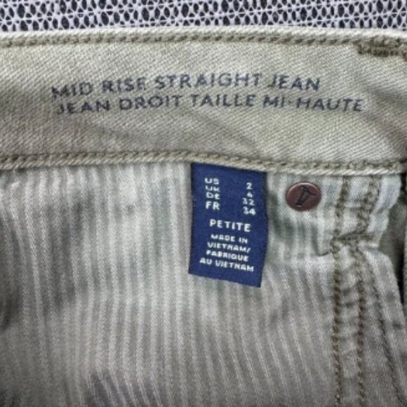 Lands End Womens Mid Rise Straight Leg Jeans Size 2P Khaki - Picture 4 of 7